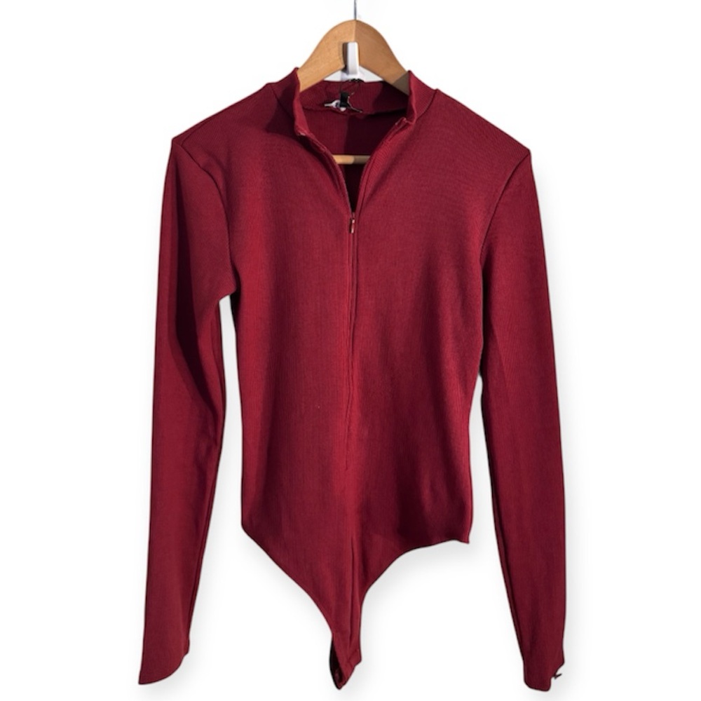 Quarter Zip Ribbed Bodysuit - Picture 3 of 4
